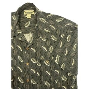 Paradise Shirt Mens Large Green 100% Silk Hawaiian Aloha Camp Short Sleeve